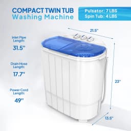 Matladin 11lbs Portable Washing Machine, Washer(7lbs) and Spinner(4lbs), Electric Mini Twin Tub Washer with Spin Dryer for Home Dorms Apartments - Thumbnail 3
