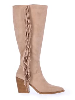 Time And Tru Women's Faux Suede Tall Fringe Boots - Thumbnail 2