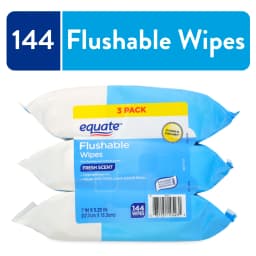 Equate Flushable Wet Wipes, Fresh Scent, 144 Wipes, 3 Pack - Thumbnail 1