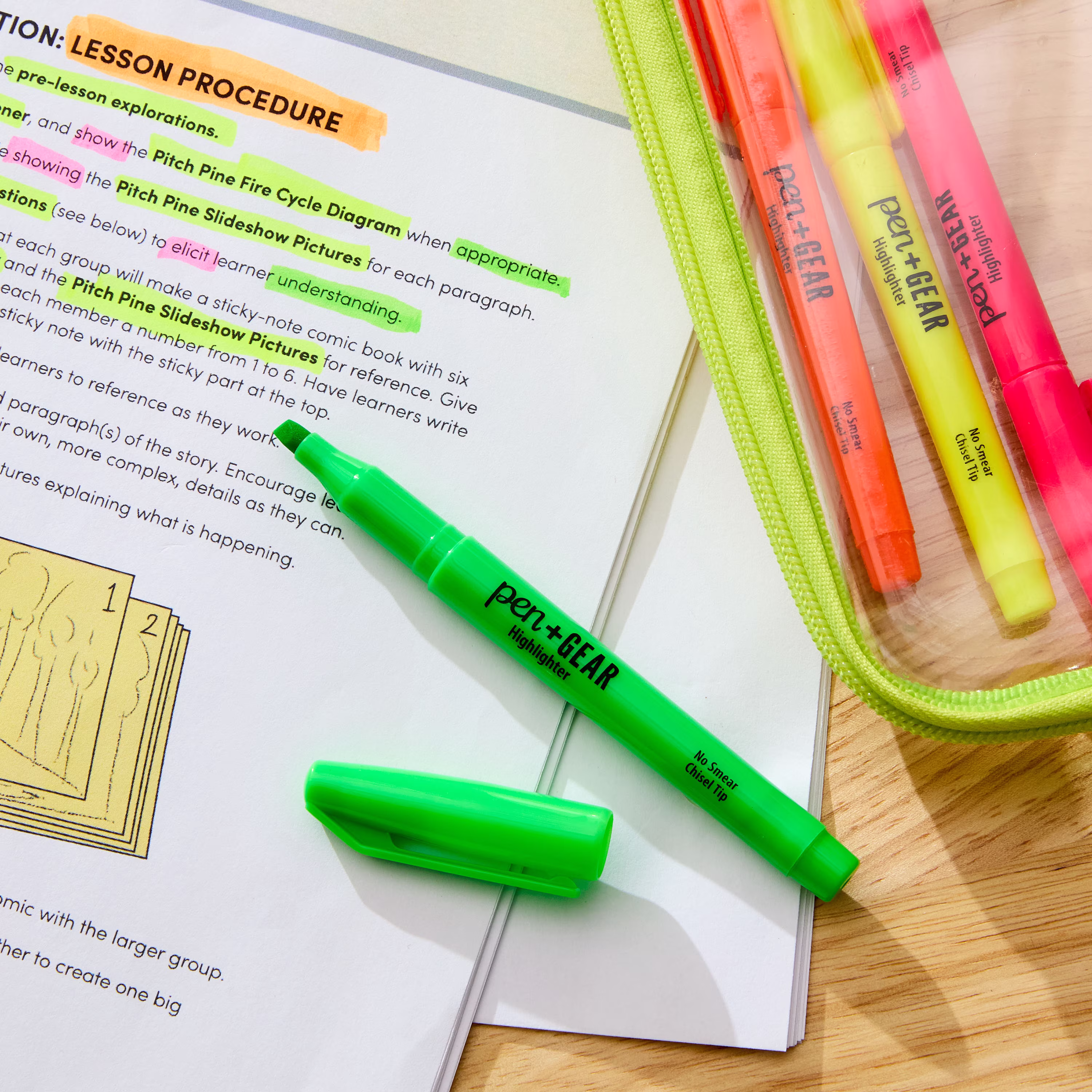 Pen+Gear Pocket Highlighters, Chisel Tip, Assorted Colors, 4 Count - Thumbnail 3
