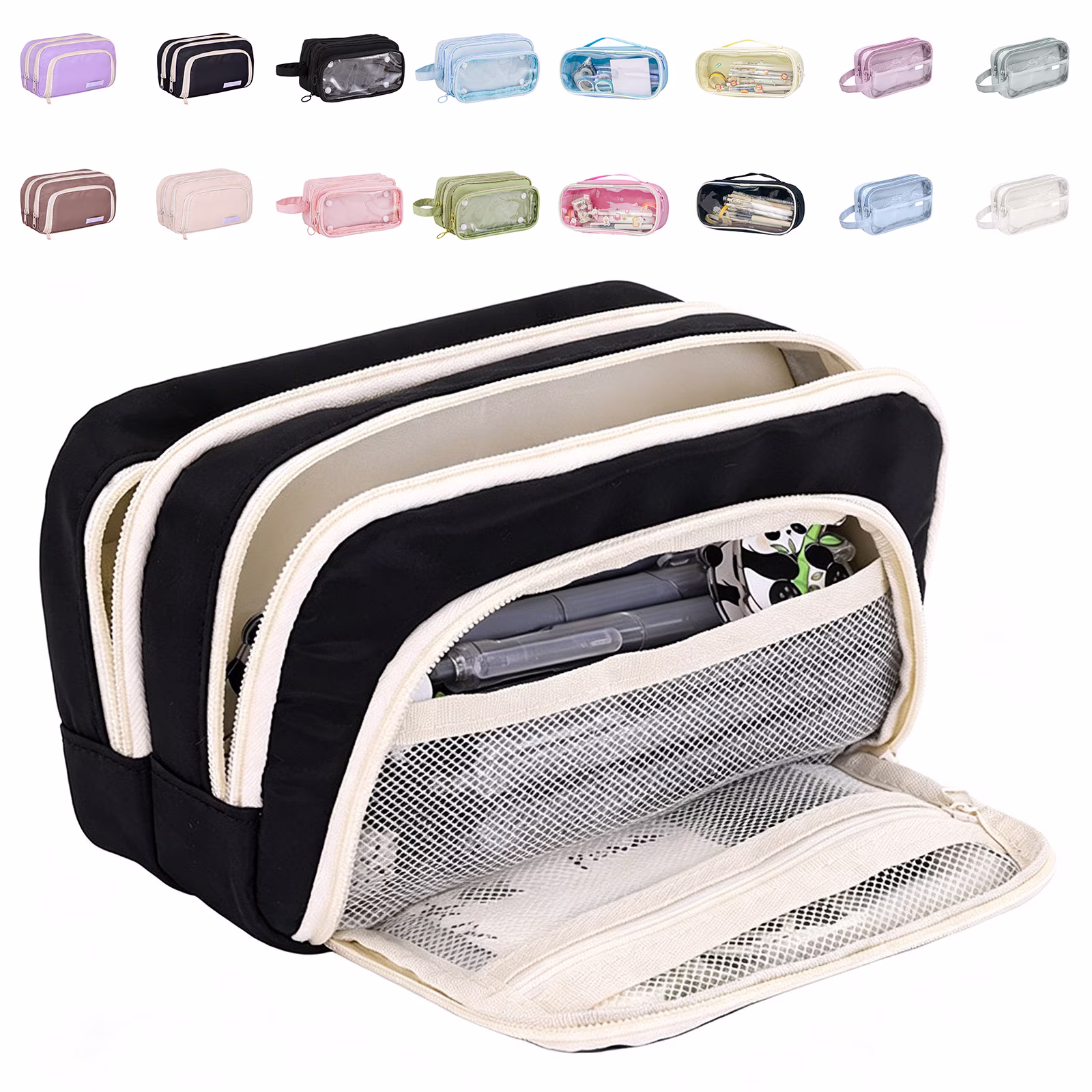 Pencil Case Large Capacity Zipper Pencil Pouch for Office School Supplies - Thumbnail 1