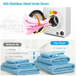 Spaco Compact Electric Tumble Laundry Dryer with Stainless Steel Tub, Large Capacity and Alternative Heating Electric Dryer, Electric Dryer - Thumbnail 4