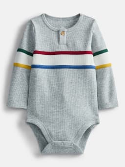Wonder Nation Baby Boys' Thermal Henley Bodysuit with Long Sleeves, Sizes 0M-24M - Thumbnail 1