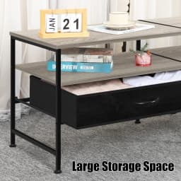 55"L Extended TV Cabinet Industrial TV Cabinet with Fabric for Living Room, Bedroom with Charging Stake Gray - Thumbnail 4