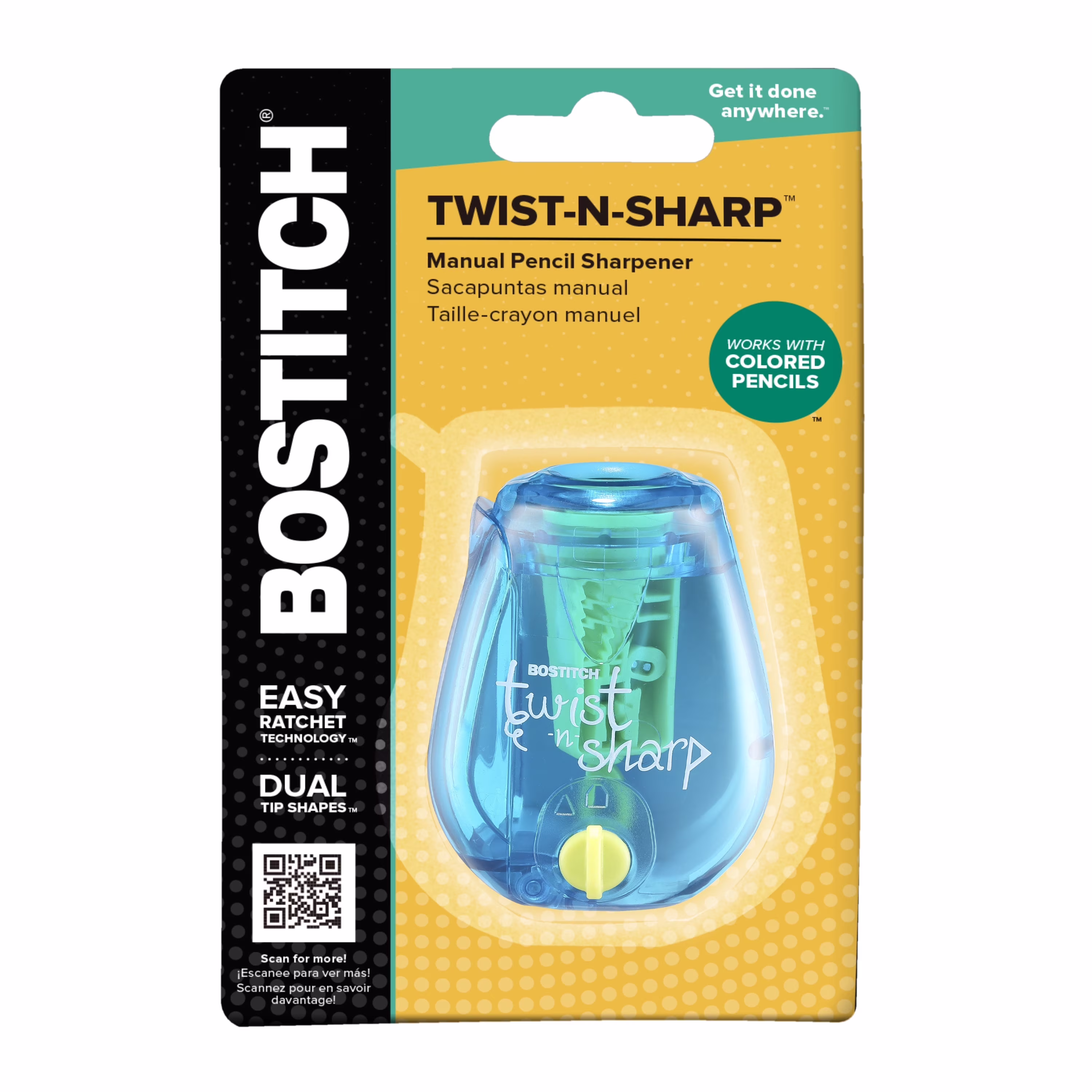Bostitch Twist-N-Sharp Pencil Sharpener Handheld-Blue-1 Each - Thumbnail 1
