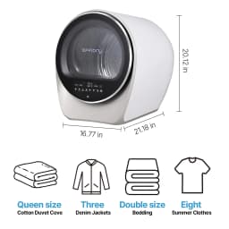 EFFIDRY S3 Compact Clothes Dryer 1.0 cu.ft Capacity 110V 1050W Portable Dryers Machine with Stainless Steel Drum 8 Drying Mode for Small - Thumbnail 2