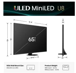 Hisense 65" Class U8 Series Mini-LED QLED 4K UHD Google Smart TV, 5000 Nits, 165Hz Game Mode Ultra - Thumbnail 9