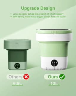 Daretodo Portable Washing Machine, 13L High-Capacity for Underwear, Baby Clothes and Socks,Complimentary drain basket and drain pipe,for family - Thumbnail 2