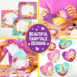 GirlZone Fairytale Writing Set, 45-Piece Fairy Stationery Kit with Paper Sheets, Cards, Stickers and Stampers in a Storybook Box, Magical Gift Idea - Thumbnail 8