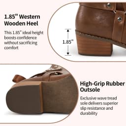 Ecetana Cowboy Boots for Women Western Booties Comfort Riding Rivet Mid Calf Boots - Thumbnail 5
