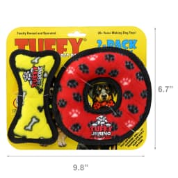 TUFFY Jr Bone Yellow and Ring Red Paw Durable Plush Squeaky Dog Toy, 2 Pack - Thumbnail 5