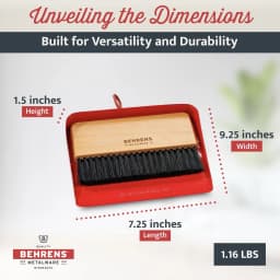 Behrens Portable Galvanized Steel Dustpan and Brush Broom Set, Red - Thumbnail 4