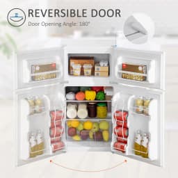 Resenkos 3.2 Cu.Ft Mini Fridge with Freezer, Shelf and Reversible Door for Bedroom, Dorm, Home Office, Energy Efficient, White - Thumbnail 7