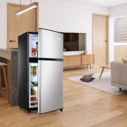 3.5 Cu.Ft Compact Mini Fridge with Freezer, 2-Door Small Refrigerator with 7-Level Thermostat & Removable Shelves for Kitchen, Dorm, Apartment, Bar - Thumbnail 8