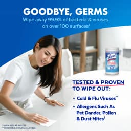 Lysol Disinfecting Wipes, All Purpose Cleaner, Multi Surface Antibacterial Cleaning Wipes, Cleaning Supplies, Crisp Linen Scent, 80 Count - Thumbnail 2