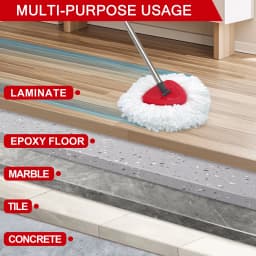 JEHONN Spin Mop Replacement Heads 2 Packs with Triangle Base and 58 inches Long Handle - Thumbnail 4
