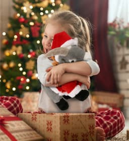 DolliBu Santa Grey Goat Stuffed Animal Plush Toy - Super Soft Farm Animal Dress Up with Red Santa Claus Outfit, Cute Farm Life Animal Goat Gift - Thumbnail 5