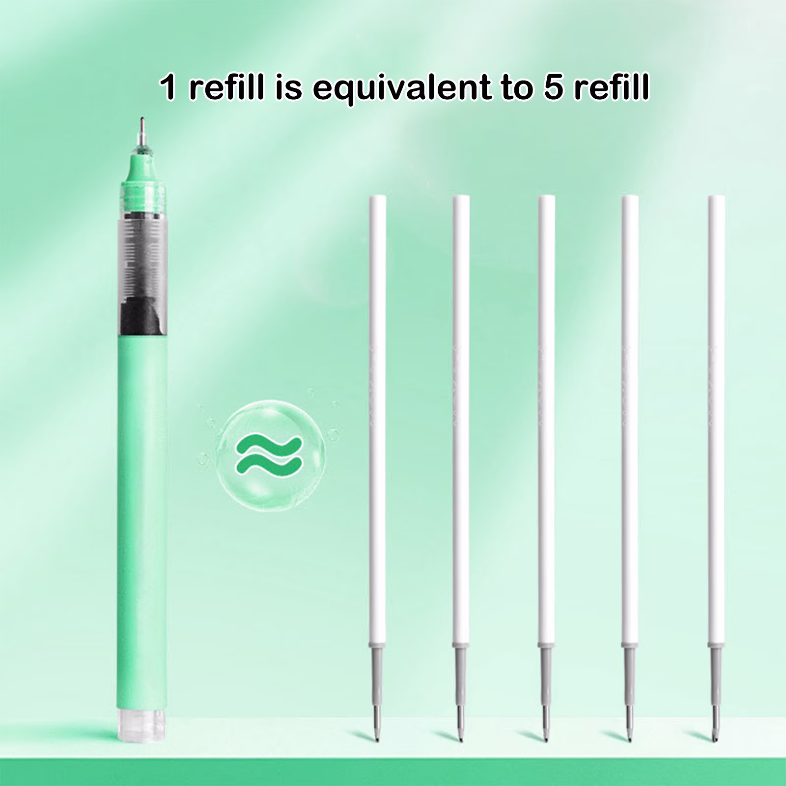 Under 1$ Dollar Straight Liquid Ballpoint Pen Sign Pen, 0.5mm High Capacity Black Ink Water Pen, Fast Drying Exam Writing Pens,Green - Thumbnail 7