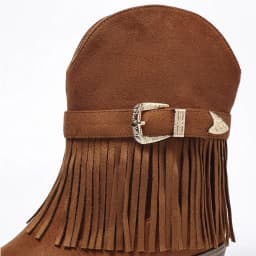 Ecetana Cowboy Boots for Women Mid Calf Cowgirl Boots with Fringe Round Toe Western Boot Chunky Low Heel Shoes - Thumbnail 6