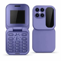 Mini Flip Basic Cell Phone, 2G GSM Unlocked Dual SIM, Large Buttons, 1.77 in Display, FM Radio, Purple - Thumbnail 8