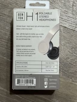 RHEA- Gentek H1 Foldable Stereo Headphones With Built In Mic. White - Thumbnail 2