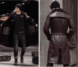 New Winter Fashion Men's Long Maxi Coat Genuine Sheepskin Leather Shearling Jacket for Male Thick Warm Wool Lining Black Brown Plus Oversize XXXXXXL 5XL 6XL,Wine,6XL - Thumbnail 3