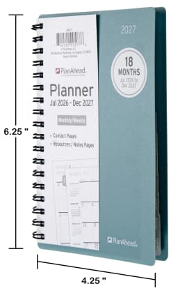 PlanAhead Monthly/Weekly Planner, Small 4" x 6.25", 18 Month (Jul 2026 - Dec 2027), Teal - Thumbnail 7