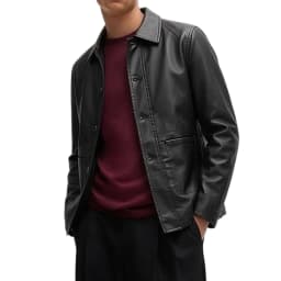 Men's Leather Jacket Spring and Autumn Winter Blazer Lapel PU Faux Leather Suit Coats Motorcycle Jacket Button Smart Casual Biker Style Jacket Black L - Thumbnail 2
