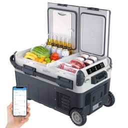 42QT/53QT Dual Zone Portable Car Refrigerator – Fast Cooling Electric Cooler with Wireless App Control, Charging Panel & Wheels – Perfect for Cars - Thumbnail 1