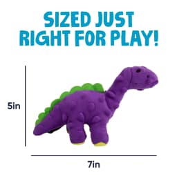 goDog Dinos Bruto Just For Me Squeaky Plush Dog Toy, Chew Guard Technology, Purple, Mini - Thumbnail 3