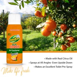 OdoBan Aroma Eliminator, 360-Degree Continuous Spray Natural Oil Real Citrus Air Freshener, Toilet Spray, 10 Ounces, Orange Scent - Thumbnail 3