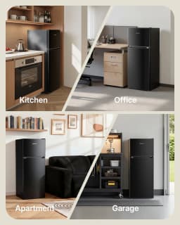 Upstreman 4.0 Cu.Ft. Mini Fridge with Freezer, 2 Door Small Refrigerator with 5 Adjustable Thermostat, Compact Refrigerator for Kitchen Apartment - Thumbnail 6