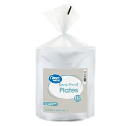 Great Value Soak-Proof Foam Plates, White, 9 in, 150 Count - Thumbnail 2
