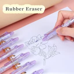 HonestMatter 12 Pack Erasable Pens, 0.5mm Blue Ink Gel Pens with Eraser Top, Retractable Smooth Writing Pens for Journaling, Cute Scenery Limited - Thumbnail 6