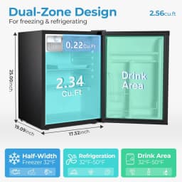 FREE VILLAGE 2.56 Cu.Ft Mini Fridge with Freezer,Small Refrigerators with 7 Adjustable Thermostat,Low Noise,Energy Saving,Compact Refrigerators - Thumbnail 8