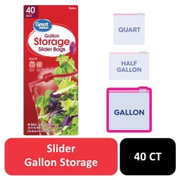 Great Value Fresh Seal Slider Zipper Storage Bags, Gallon, 40 Count - Thumbnail 1