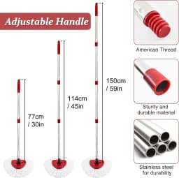 Rolarhola Spin Mop Replacement Set for O-Ceda EasyWring 1-Tank System, Includes 2 Mop Head Replacement, 1 Mop Handle (30-58in Adjustable 4-Section - Thumbnail 6