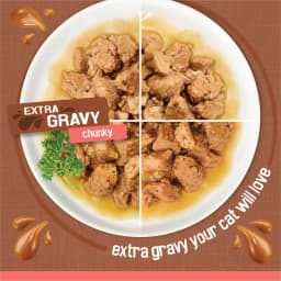 Purina Friskies Extra Gravy Beef, Chicken, Turkey, & Salmon Chunky Wet Cat Food Variety Pack, 5.5 oz Cans (24 Pack) - Thumbnail 3