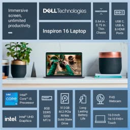 Dell Inspiron 16 Laptop 5640 16-inch FHD+ Touch Intel Core i5-1334U 32GB RAM 1TB NVMe SSD Ice Blue - Thumbnail 9