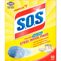 S.O.S Steel Wool Dish Scrubber Pads, 10 Pack - Thumbnail 2
