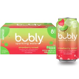 bubly Strawberry Sunset Sparkling Water, 12 fl oz, 8 Pack Cans - Thumbnail 1