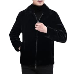 Maoxin Mens Jacket Men's Fashion Vintage Thickened Warm Solid Color Zipper Pocket Long Sleeved Hooded Jacket Plus Size Leather Jacket Black 5XL - Thumbnail 2