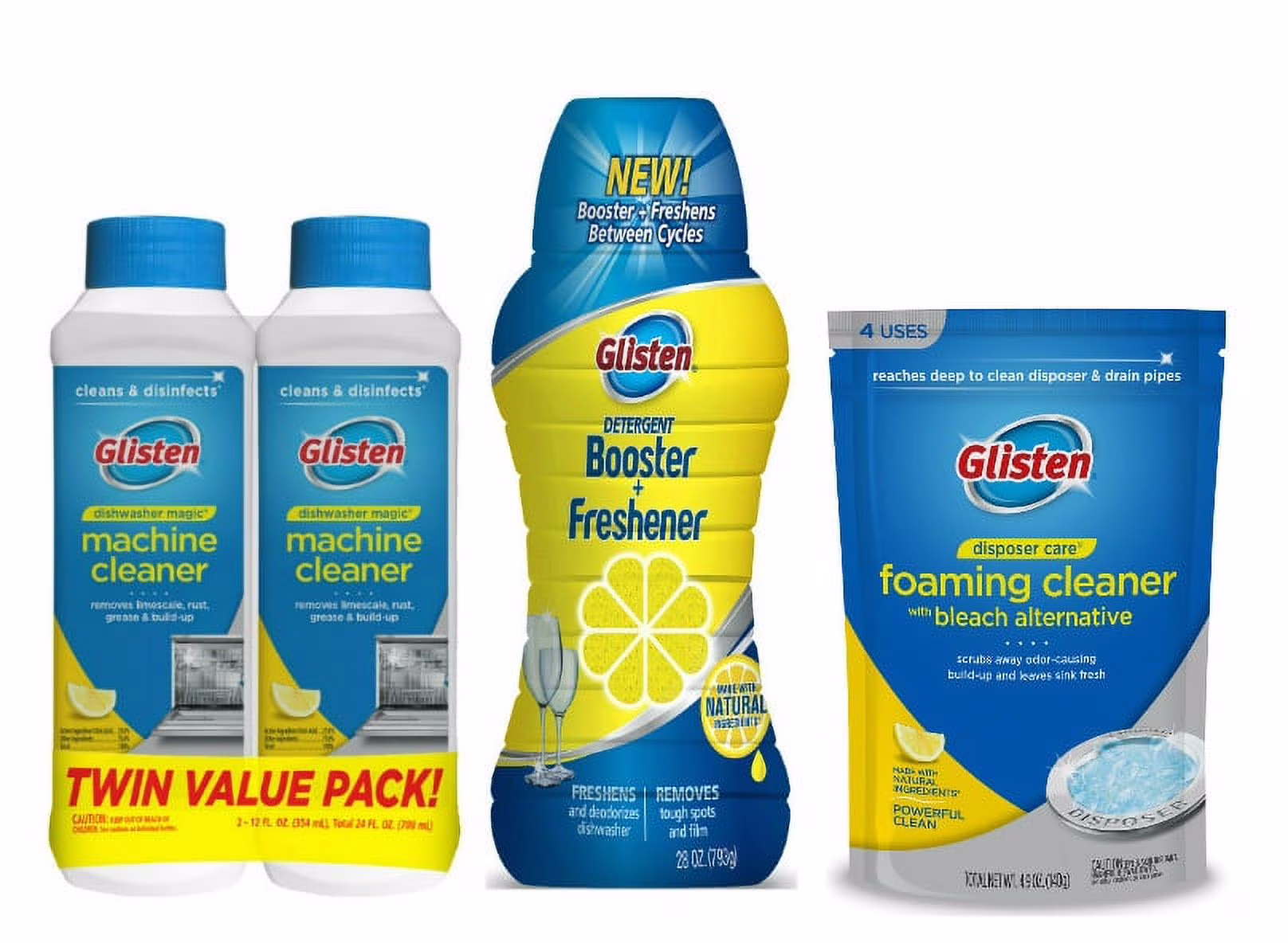 Glisten Dishwasher Magic Machine Cleaner and Disinfectant 2-Pack, Dishwasher Detergent Booster and Garbage Disposer Foaming Cleaner Pack - Thumbnail 1