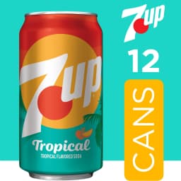 7UP Tropical Caffeine Free Lemon Lime Mango Peach Soda Pop, 12 fl oz, 12 pack cans - Thumbnail 2