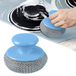 1 Pc Steel Wool Scrubber with Removable Handle, Heavy Duty Metal Wool Scrubbers, Multiuse Stainless Steel Scouring Pad, Kitchen Cleaning Brush - Thumbnail 3
