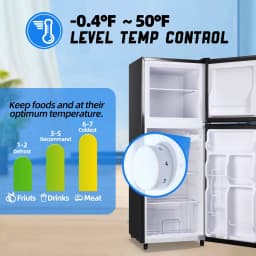 TACOOL 5.0 Cu.ft Double Door Mini Fridge with Top Freezer Compact Refrigerator for Home, Black, New - Thumbnail 9