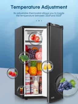 3.2 Cu. ft Refrigerator for Home, Fridge with Freezer for Bedroom, 31"D x 18"W x 19"H, Black - Thumbnail 8