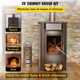 VEVOR Chimney Sweep Kit 26ft Length, Chimney Cleaning Tool Kits with 8 Nylon Flexible Rods, Chimney Brush Kit Driven by Drill for Sweeping Fireplace - Thumbnail 2