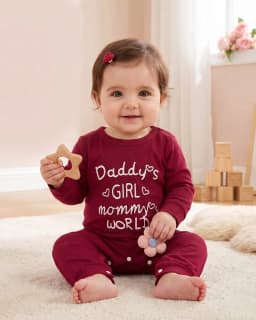 KIMI BEAR 12 Months Infant Baby Girl Romper 18 Months Clothing 2 Packs Long Sleeves Floral Letter Bodysuit One-piece Jumpsuit 2pcs Clothes Red - Thumbnail 2