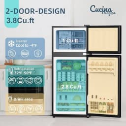 3.8 Cu.Ft Mini Fridge Freezer, 2 Door Small Refrigerator, 7 Level Adjustable Thermostat Freezer Fridge for Living Room, Kitchen and Apartment, Silver - Thumbnail 3